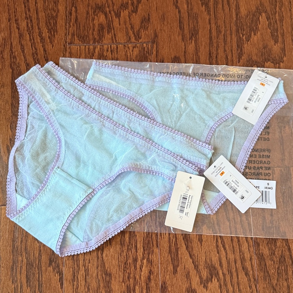 Light Blue and Purple Trim Bikini On Gossamer Panties